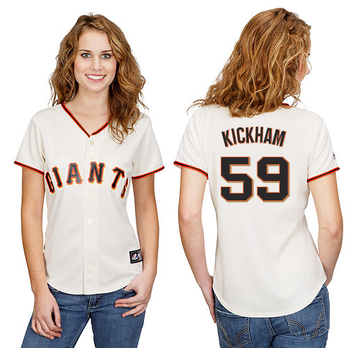 Mike Kickham #59 mlb Jersey-San Francisco Giants Women's Authentic Home White Cool Base Baseball Jersey